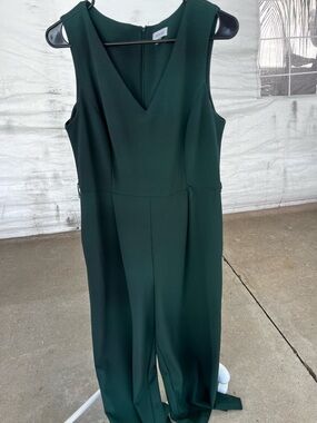 Calvin Klein Dark Green V-Neck Sleeveless Jumpsuit